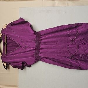 LAUNDRY BY SHELLI SEGAL COLD SHOULDER PUPLE SATIN DRESS BFPM-09-190